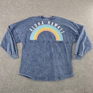 Spirit‎ Jersey Good Vibes Aloha Hawaii Long Sleeve Shirt Sz M Blue Mineral Wash